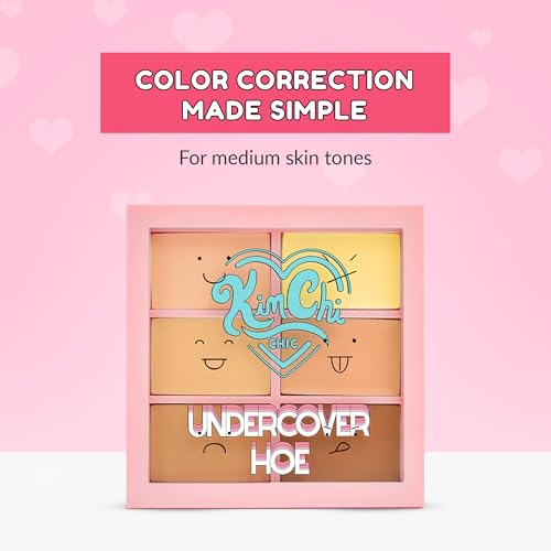 KimChiChic Beauty Undercover Hoe Corrector Palette - Full Coverage Concealer, Creamy, Long Wearing, Hides Dark Circles & Blemishes Cruelty Free, Medium 0.25 oz