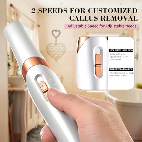 Electric Foot Callus Remover with Dual Roller Heads & LED Light