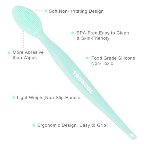 Double-Sided Silicone Lip Scrub Brush Set - Green, 2pcs for Smoother, Fuller Lips
