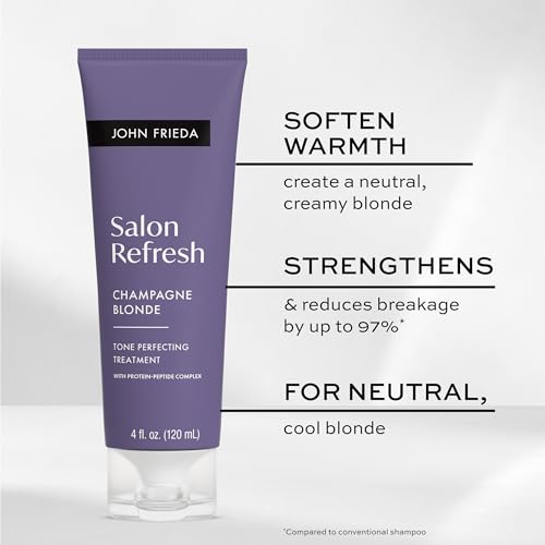 John Frieda Salon Blonde Champagne Tone Perfecting Treatment with Protein-Peptide Complex, Hair Toner, Toner for Blonde Hair 4 fl oz