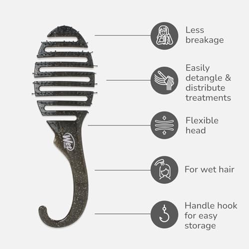Wet Brush Shower Detangler - IntelliFlex Bristles, Black Glitter