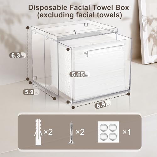 Acrylic Facial Towel Holder Wall-Mounted with Drawer
