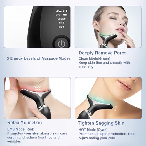 Red Light Therapy Face & Neck Massager for Anti-Aging Skin Rejuvenation