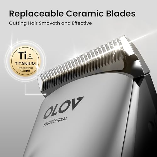 Hair Clippers for Men, Cordless Hair Clipper Kit, Adjustable 4 Length Setting, 2-Speed Settings, Replaceable Ceramic Blade Heads, Rechargeable Hair Clippers for Family (Grey)