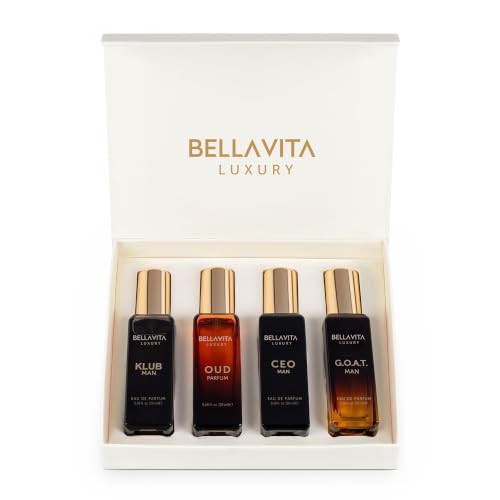 Men's Luxury Perfume Gift Set - 4 Fragrances with Citrus, Woody & Sweet Notes