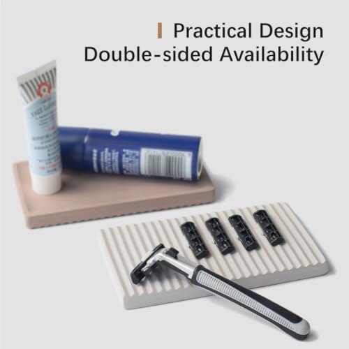 Diatomite Razor Holder for Shower,Water Absorption Fast Drying Natural Diatomite Tray for Razor Soap Shaving Cream Foam Bottle Face Wash (Light grey)