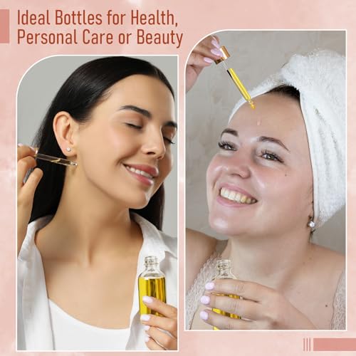 AOZITA 4-Pack 1oz Glass Dropper Bottles with Golden Caps