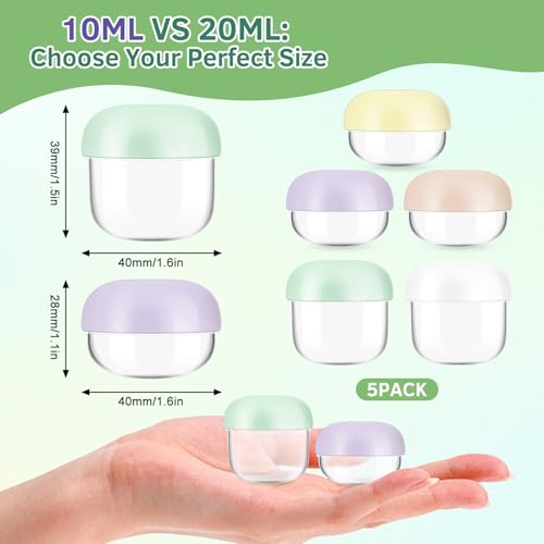 Mini Travel Cosmetic Jars 20ml & 10ml Leak-Proof Containers with Lids & Labels