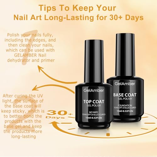 2Pcs Gel Base and Top Coat Nail Polish Set 15ml - Clear & Durable Finish