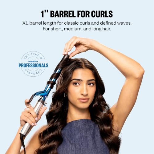 BaBylissPRO Nano Titanium 1-Inch Long Barrel Curling Iron Blue - Professional Hair Styler