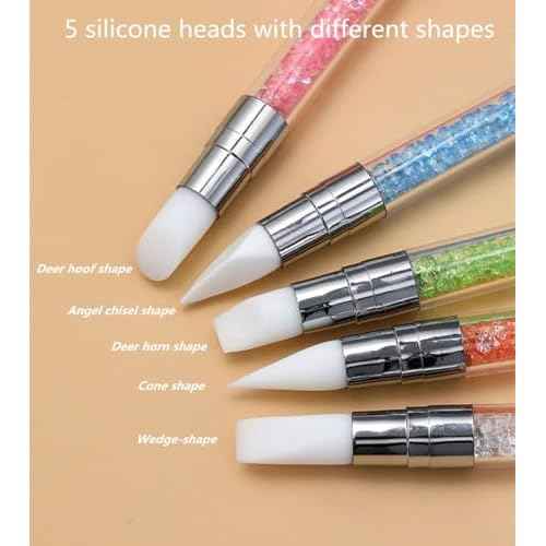 Resin Nail Art Palette with 5Pcs Nail Art Sculpture Pen Dual Tipped Silicone Nail Tools, Nail Art Acrylic Pen Silicone Brushes for Resin, Nail Art Tools for Design Nail Foil Carving Drawing