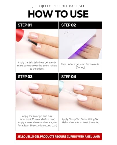 JelloJello Peel-Off Gel Base Coat & One-Kill Remover Set (10ml / 30ml)