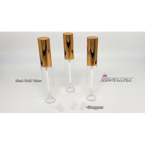 30 Pcs 10ml Empty Lip Gloss Tubes Containers, Refillable Lip Balm container for DIY Makeup Such as Lip Samples, Homemade Lip Balm (Gold)