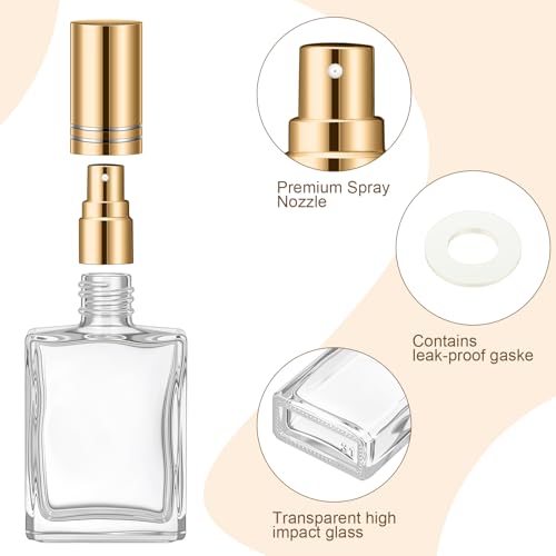 Domensi 30 Pcs 15 ml Glass Perfume Bottles Mini Glass Empty Spray Atomizer Bottles Bulk Refillable Perfume Dispenser Container with Pump Tool for Travel Cleaning Skin Care(Black, Gold, Silver)