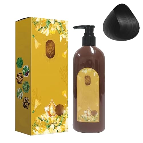 Plant-Based Hair Dye Shampoo - Long-Lasting Natural Black Gray Coverage