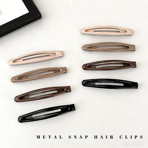 16 PCS Non-Slip Snap Hair Clips for Women - Black, Brown, Beige