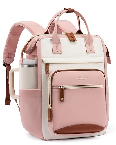 LOVEVOOK Pink 15.6 Inch Women's Laptop Backpack Waterproof & Durable