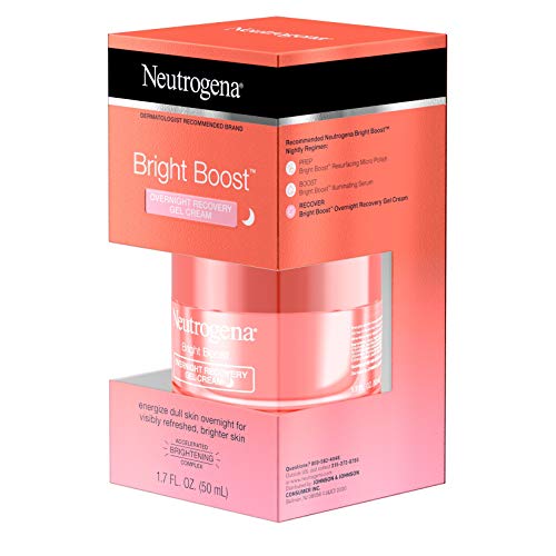 Neutrogena Bright Boost Overnight Recovery Gel Cream with Neoglucosamine, Brightening Nighttime Moisturizer, Oil-Free & Non-Comedogenic, 1.7 oz