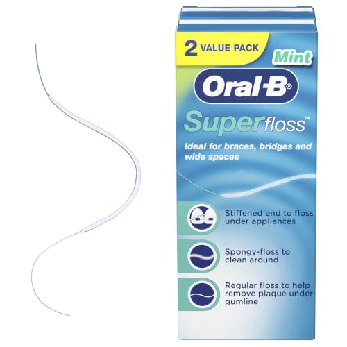 Oral-B Super Floss Pre-Cut Strands, 100 Count for Braces & Bridges
