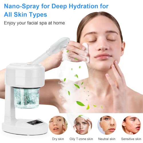 Nano Ionic Facial Steamer with 360° Rotating Nozzle & Extendable Arm