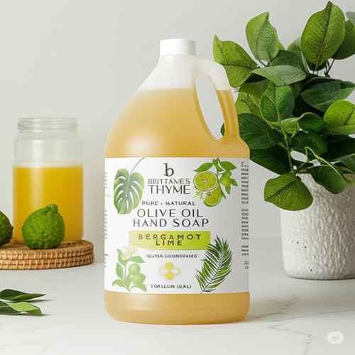 Brittanie's Bergamot Lime Pure Castile Olive Oil Liquid Soap 1 Gallon (128oz) | Face, Body Wash, Dishes, Pets & Laundry | Natural Vegan Sulfate Free, Moisturizing & Refill-Friendly