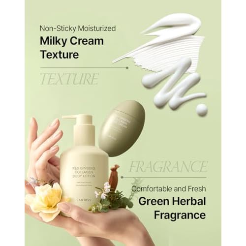 Donginbi LAB 1899 Red Ginseng Collagen Hand and Body Care Set - Firming & Glowing, Hand Cream(1.69 floz) & Body Lotion(8.45 floz), Moisturizer for Dry Skin, Korean Ginseng Skin Care Set Gifts