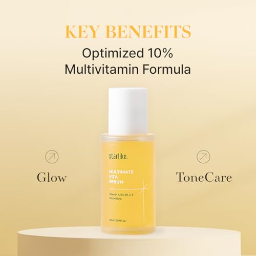 starlike Multimate Vita Antioxidant Facial Serum I 1.69 Fl oz (50ml) I 10% Multi-Vitamin A, B3, B5, C & E I Glutathione & Tranexamic Acid I Korean Skincare I Glow Boosting, Even Tone & Refined-Looking