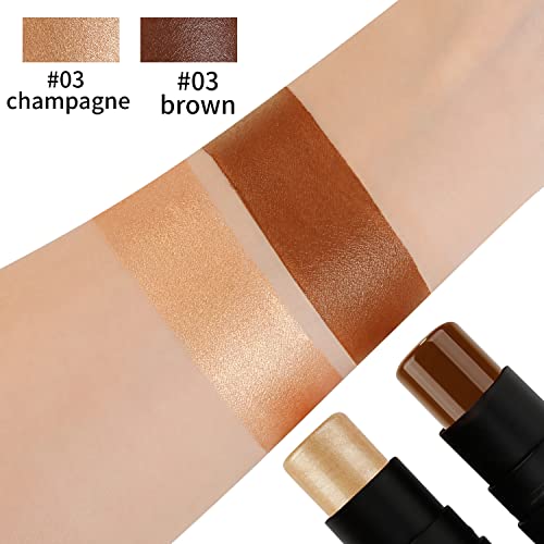 Contour Highlighter Makeup Stick, DE¡¯LANCI 2 PCS Cream Contour Highlighter Sticks with Brush, New Updated Moisturize Highlighter and Bronzer Stick, Face Contour Concealer Makeup For Girls Beginners#1
