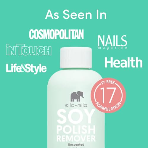 ella+mila Soy Nail Polish Remover - Non-Acetone, Unscented, 4 fl oz