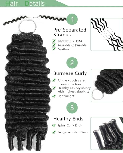 Burmese Curly Crochet Human Hair Extensions - 18 Inch, 60g