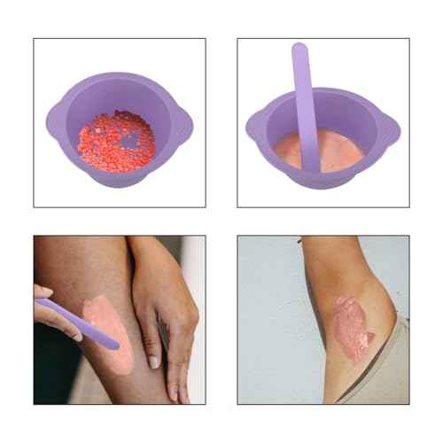 Silicone Wax Bowl and Liner Set for Hair Removal, Non-Stick Wax Pot with Spatula Sticks(purple)