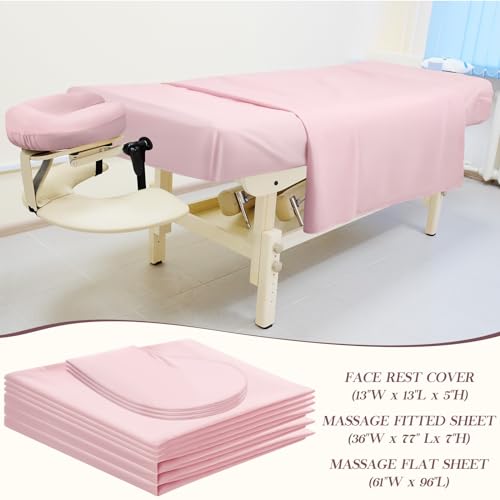 Mixweer 3-Set Microfiber Massage Table Sheets with Pockets - Pink (9 Pcs)