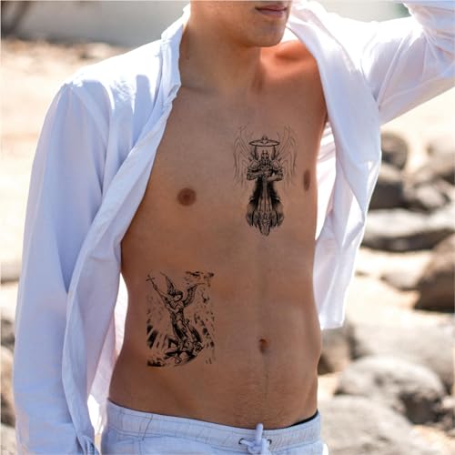 Warrior Temporary Tattoos for Men, 8 Sheets Waterproof