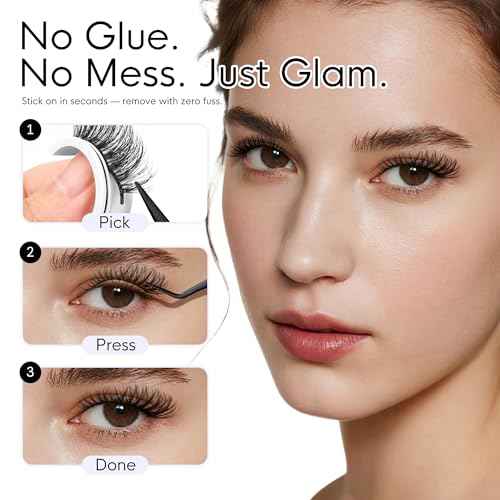 BEYELIAN Self Adhesive Eyelashes Natural Pre-glued Lashes No Glue Needed Lashes Cat Eye Lashes False Eyelashes Reusable Self Adhesive Lashes 5 Pairs (HX55)