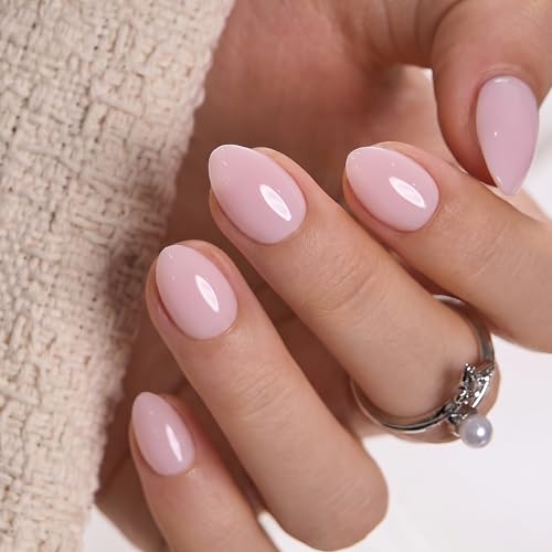 CurvLife Extra Short Almond Press On Nails - Soft Gel Nude Pink Kit (32 Pcs)