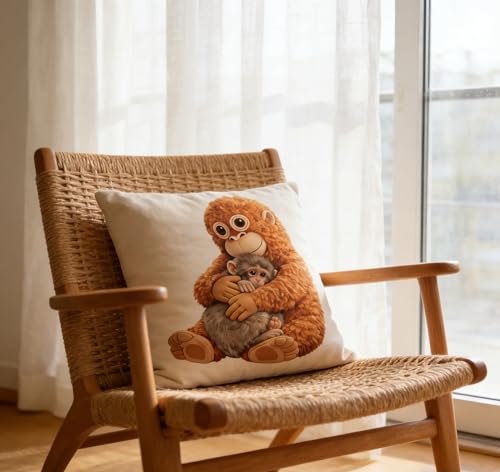 NONETH Punch Monkey Throw Pillow Cover 18x18, Funny Viral Meme Decorative Cushion for Couch & Bed