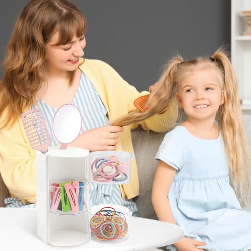 Rotating Makeup Brush & Hair Accessory Organizer - White