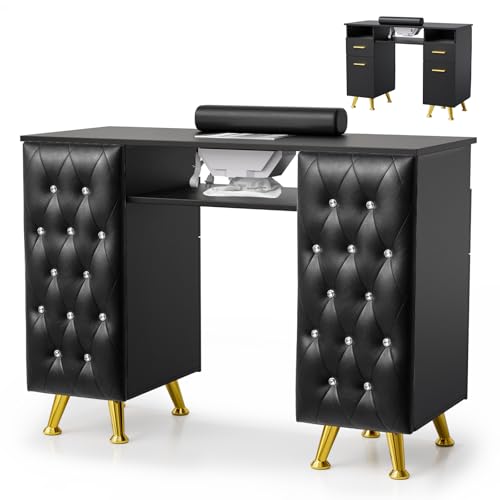 OmySalon Manicure Table with Built-in Dust Collector & Storage