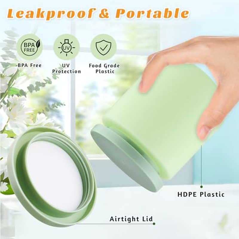16 oz Plastic Cosmetic Jars with Lids - 2 Pack Green