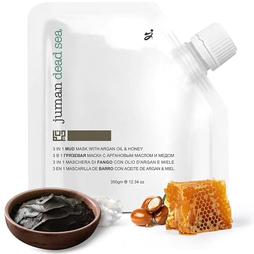 JUMAN Dead Sea Minerals 3-in-1 Mud Mask with Argan Oil and Honey | For Body, Face & Scalp | Dead Sea Mud Mask | Free from Sulphates & Parabens | Vegan | Cleanse & Nourishes