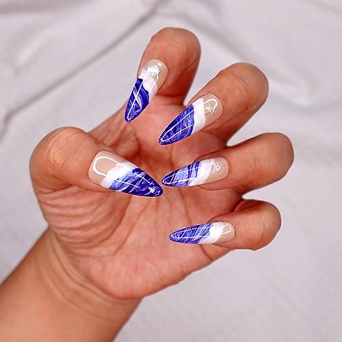 10 Pcs Handmade Press on Nails (Small, Light Pink Jelly Opal - Light Pink Jelly Opal Marble Nails With Glitters/Almond) A039S