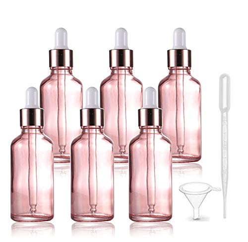 Pink Glass Dropper Bottles 1.7 oz Essential Oil Vials