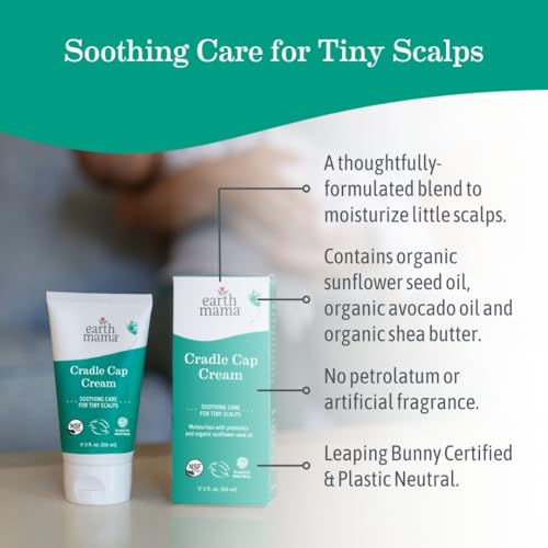 Earth Mama Cradle Cap Cream 2 oz - Organic Baby Scalp Care, Gentle & Certified