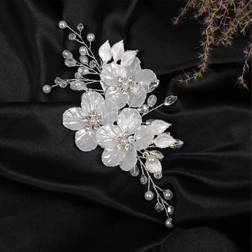 Bridal Flower Hair Clips & Pins Set - Crystal Pearl Wedding Headpiece