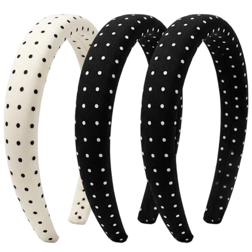 3-Pack Polka Dot Headbands for Daily Wear & Exercise