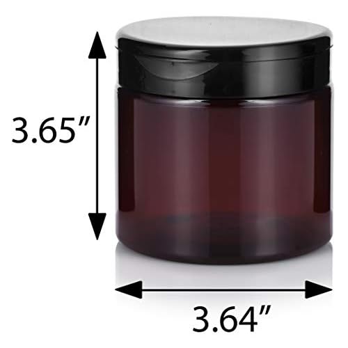 16 oz Amber PET Plastic Refillable Jar with Black Flip Top (6 Pack)