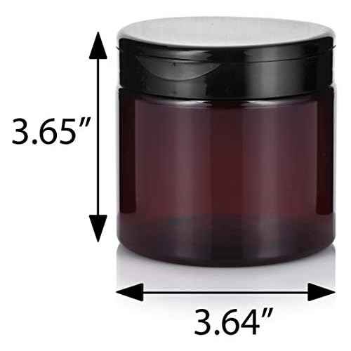 (12 Pack) 16 oz Amber PET Plastic Refillable Jar with Black Flip Top Cap