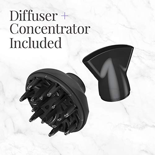 Remington Damage Protection Hair Dryer with Ceramic Ionic Tourmaline Technology, Grey, Diffuser and Concentrator, 3 Piece Set