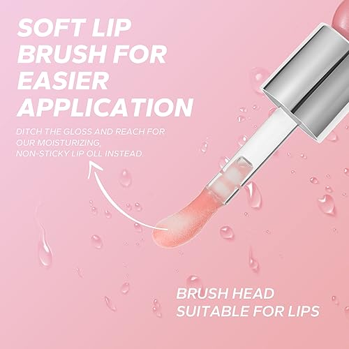 Beauty Glazed Color Variety Non-Sticky Ultra-Hydrating & Nourishing Lip Oil, Smooth Glossy Finish Luxurious Lip Glow Oil, Shiny and Vegan Tinted Lip Gloss, Big Brush Applicator (103# BERRY)