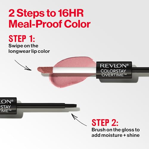 REVLON Liquid Lipstick with Clear Lip Gloss, ColorStay Overtime Lipcolor, Dual Ended with Vitamin E, 280 Stay Currant, 0.07 Fl Oz (Pack of 1)